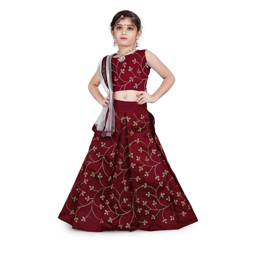 HEAVY FAUX GOERGETTE TAPETA SILK KIDS LEHENGA CHOLI HD 04