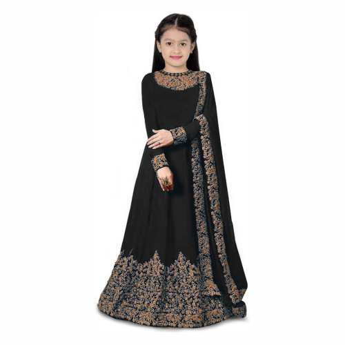 HEAVY TAFFETA EMBROIDERY WORK KIDS LEHENGA CHOLI HD