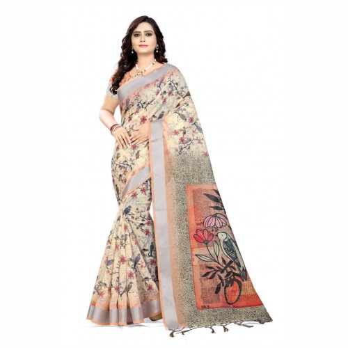 WOMEN'S PURE LINEN COTTON DIGITAL PRINTED SAREE NIRIKKA VOL 35