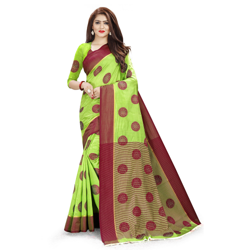 NEXTPREV WOMEN'S TUSSER SILK SAREE WITH BLOUSE PIECE HD005