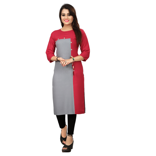 WOMEN'S RAYON STRAIGHT KURTI PLAIN WORK HD315